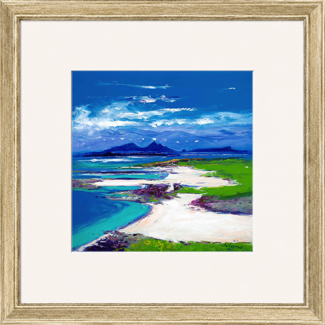 Summerlight, Sanna Bay, Ardnamurchan by Jolomo - Scottish coastal landscape artwork framed wall art print, product image 12