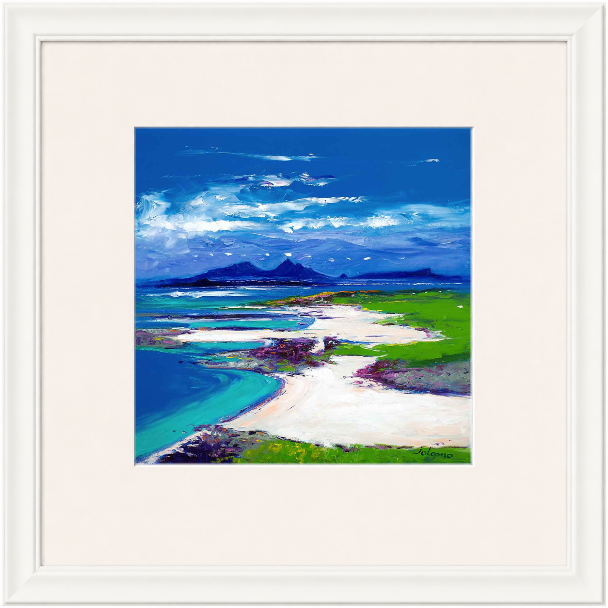 Summerlight, Sanna Bay, Ardnamurchan by Jolomo - Scottish coastal landscape artwork framed wall art print, product image 10