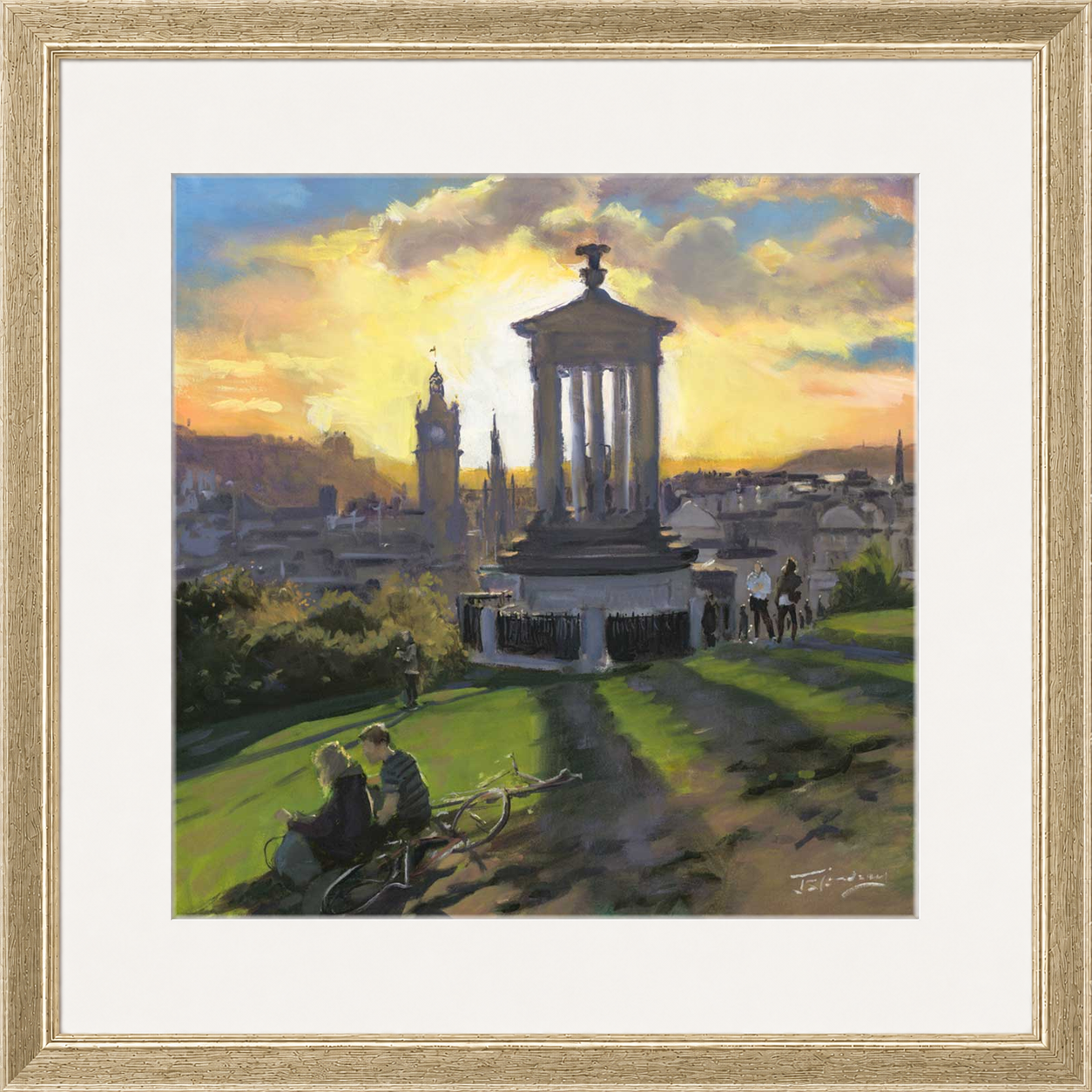 Sunset on Calton Hill, Edinburgh by James Somerville Lindsay