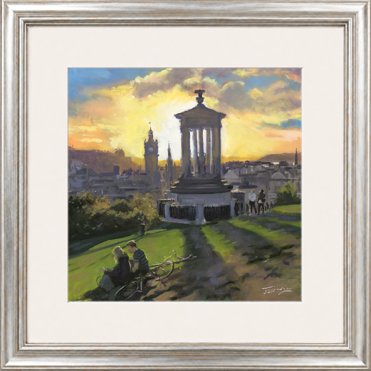 Sunset on Calton Hill, Edinburgh by James Somerville Lindsay