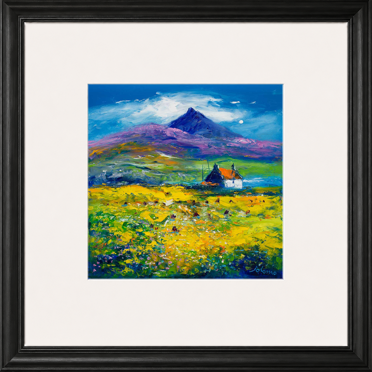 Wee Peat Stacks and Wild Machair Flowers, South Uist by Jolomo - floral artwork framed wall art print, product image 3