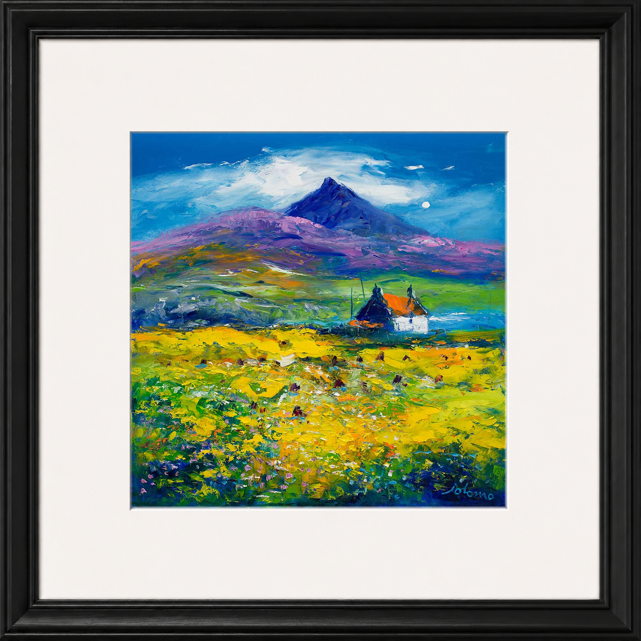 Wee Peat Stacks and Wild Machair Flowers, South Uist by Jolomo - floral artwork framed wall art print, product image 9