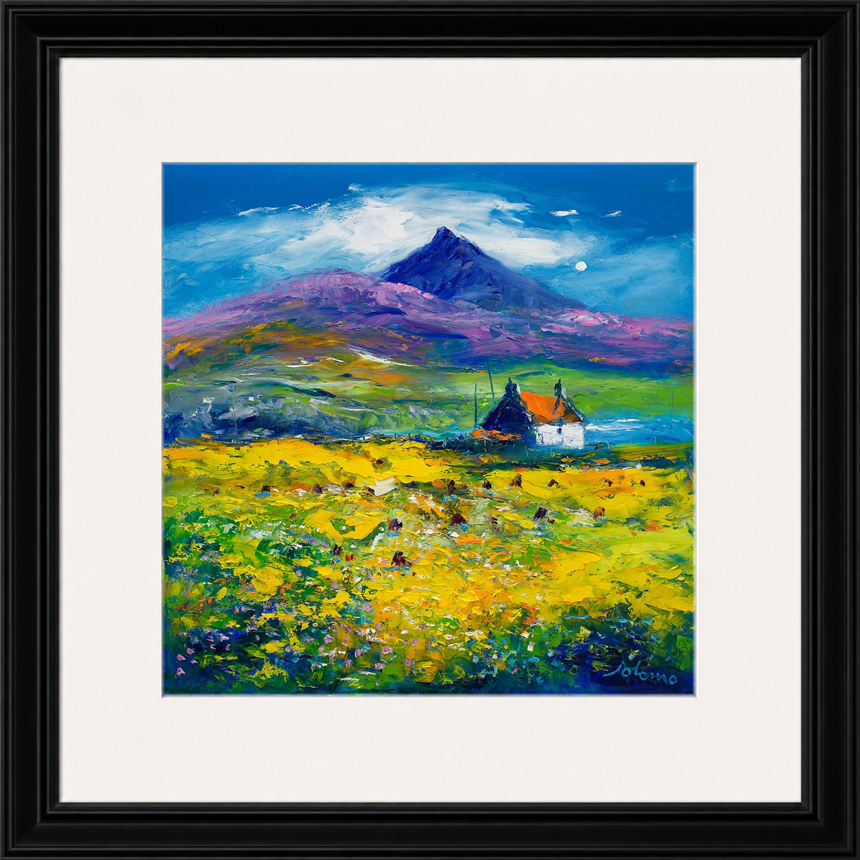 Wee Peat Stacks and Wild Machair Flowers, South Uist by Jolomo - floral artwork framed wall art print, product image 15