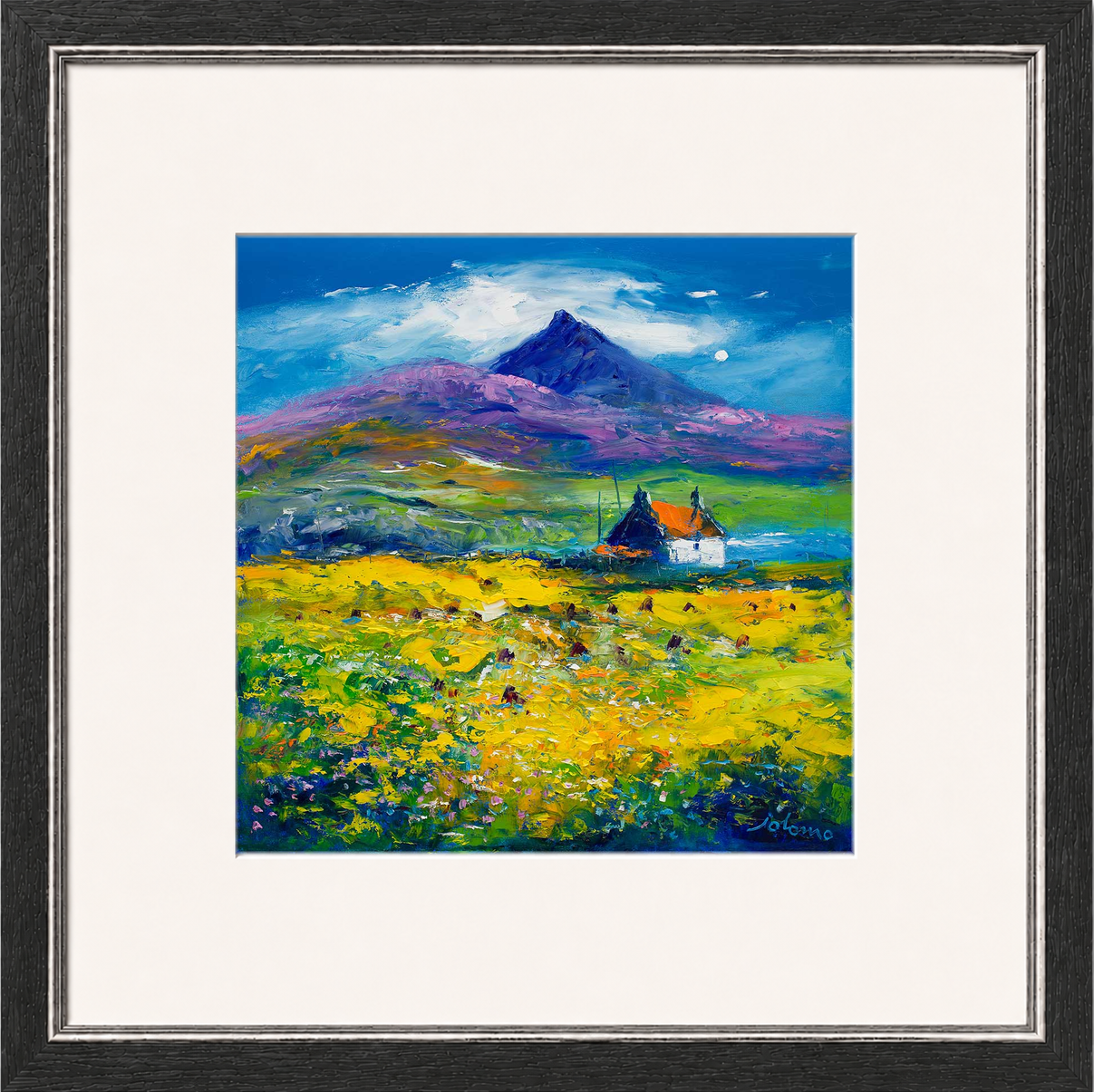 Wee Peat Stacks and Wild Machair Flowers, South Uist by Jolomo - floral artwork framed wall art print, product image 8
