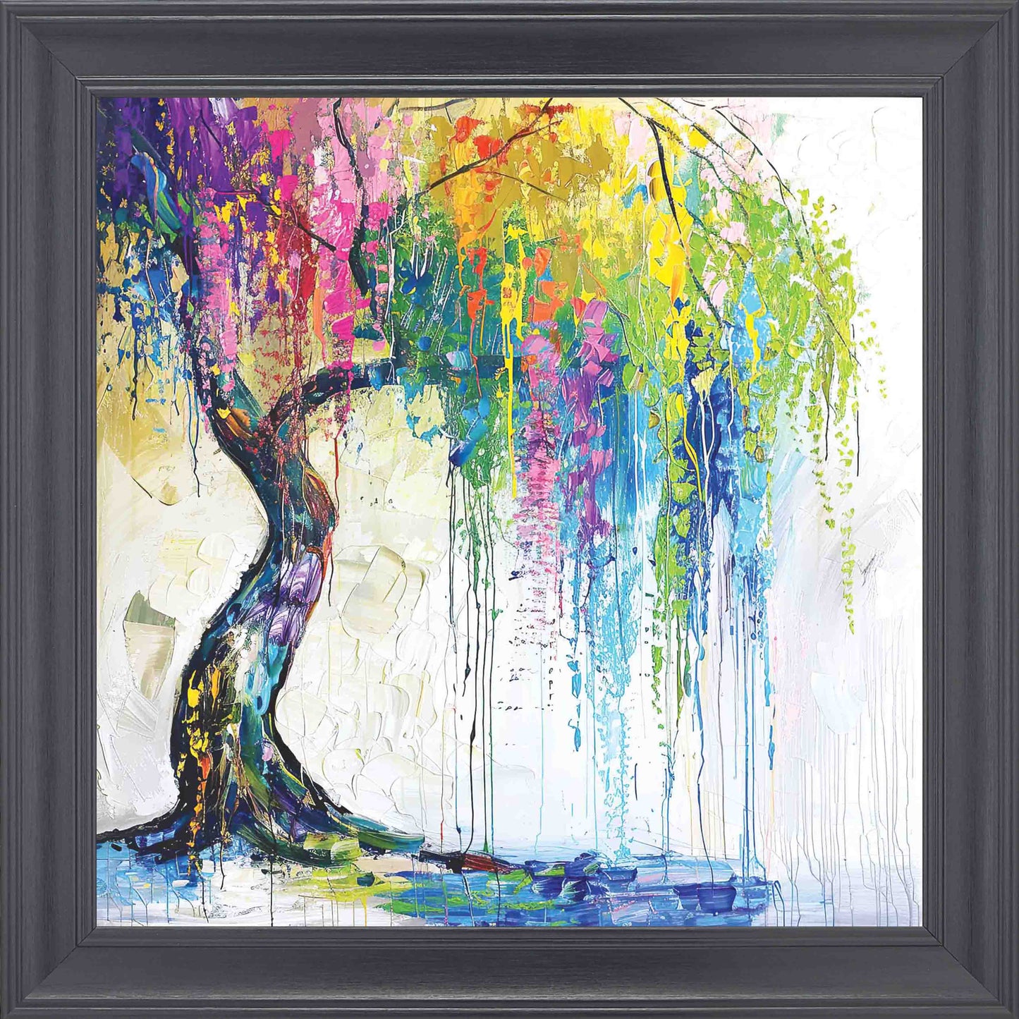 Weeping Willow Colour Splash Left Framed Wall Art - Black