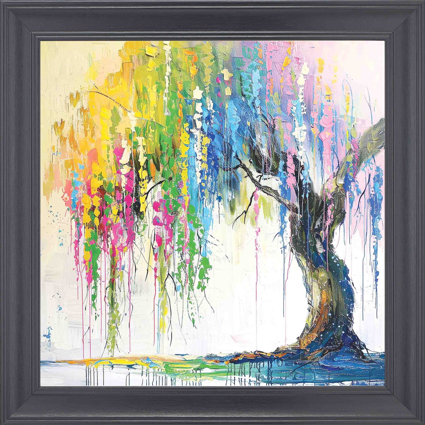Weeping Willow Colour Splash Framed Wall Art - Black