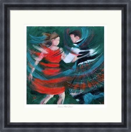 Bonny Red Dress Ceilidh Dancers by Janet McCrorie