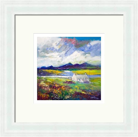 Crofthouse and Peat Stack, Isle of Lewis by John Lowrie Morrison (JOLOMO) Framed Art