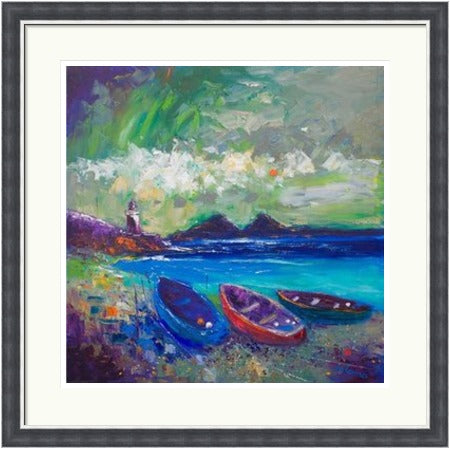 Big Storm Over the Loch, Indaal Light, Islay by John Lowrie Morrison (JOLOMO) Framed Art