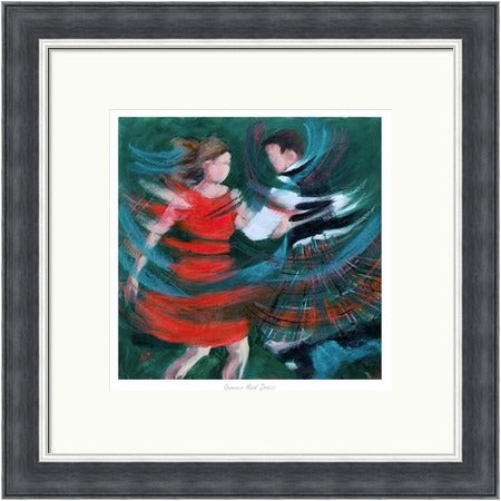 Bonny Red Dress Ceilidh Dancers by Janet McCrorie