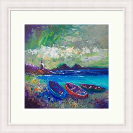 Big Storm Over the Loch, Indaal Light, Islay by John Lowrie Morrison (JOLOMO) Framed Art