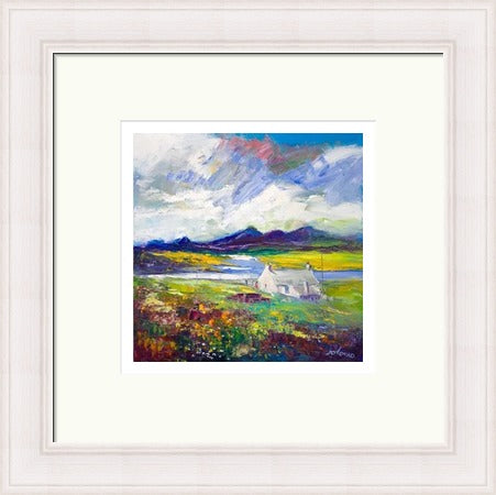 Crofthouse and Peat Stack, Isle of Lewis by John Lowrie Morrison (JOLOMO) Framed Art