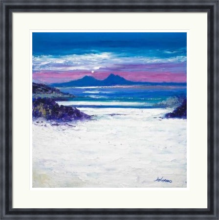 Footprints in the Sand, Portuairk Looking to Rum by John Lowrie Morrison (JOLOMO) Framed Art