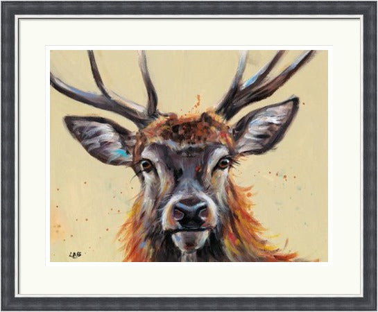 Huey Stag Print by Louise Brown