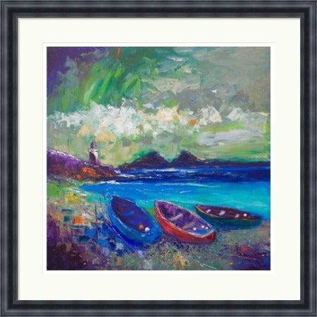 Big Storm Over the Loch, Indaal Light, Islay by John Lowrie Morrison (JOLOMO) Framed Art