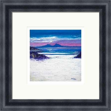 Footprints in the Sand, Portuairk Looking to Rum by John Lowrie Morrison (JOLOMO) Framed Art