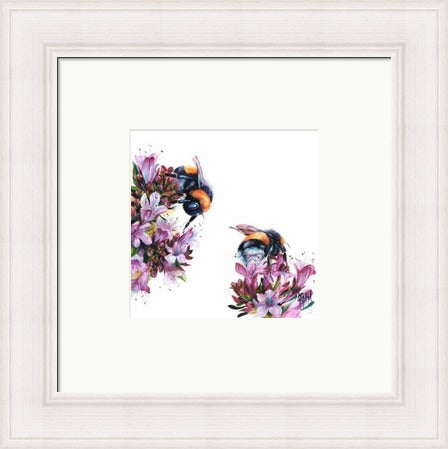 Honey Honey Bees on Blossoms Art Print by Georgina McMaster