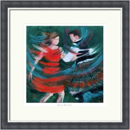 Bonny Red Dress Ceilidh Dancers by Janet McCrorie