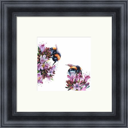 Honey Honey Bees on Blossoms Art Print by Georgina McMaster