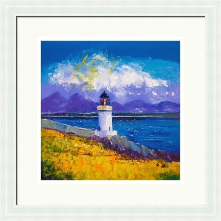 A Summer Squall, Rubh-an-Duin Lighthouse, Isle of Islay by John Lowrie Morrison (JOLOMO) Framed Art