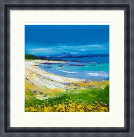 Balnahard Beach, Isle of Colonsay Looking to Mull by John Lowrie Morrison (JOLOMO) Framed Art