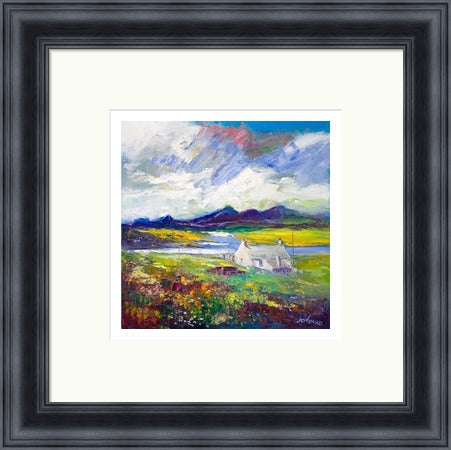 Crofthouse and Peat Stack, Isle of Lewis by John Lowrie Morrison (JOLOMO) Framed Art