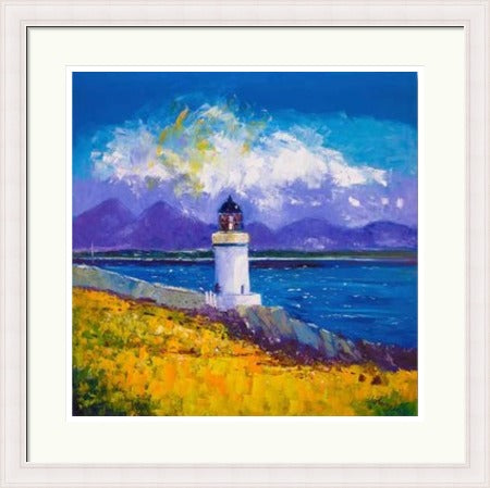 A Summer Squall, Rubh-an-Duin Lighthouse, Isle of Islay by John Lowrie Morrison (JOLOMO) Framed Art