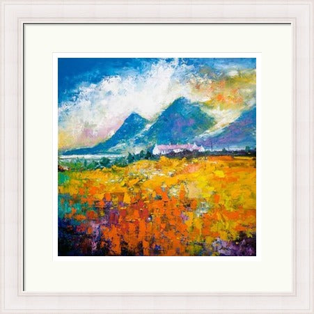 Heatherhouses, Islay looking to the Paps of Jura by John Lowrie Morrison (JOLOMO) Framed Art