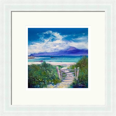 Summer Morninglight Beach Path, Iona by John Lowrie Morrison (JOLOMO) Framed Art