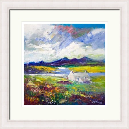 Crofthouse and Peat Stack, Isle of Lewis by John Lowrie Morrison (JOLOMO) Framed Art