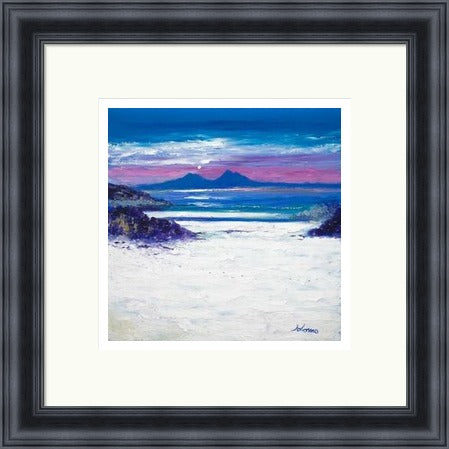 Footprints in the Sand, Portuairk Looking to Rum by John Lowrie Morrison (JOLOMO) Framed Art