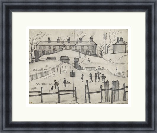 Houses In Broughton, 1937 by LS Lowry shown as a framed wall art print