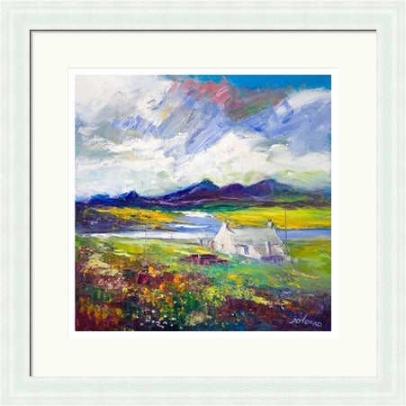 Crofthouse and Peat Stack, Isle of Lewis by John Lowrie Morrison (JOLOMO) Framed Art