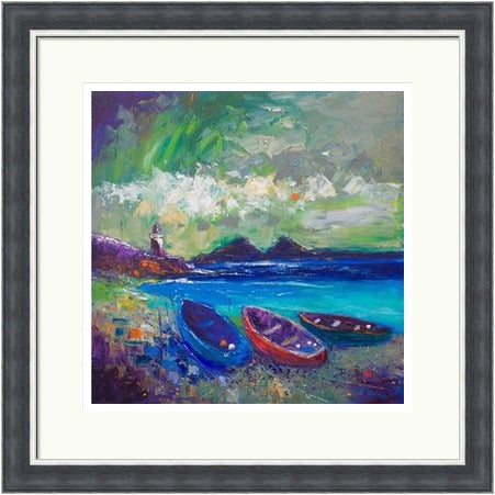 Big Storm Over the Loch, Indaal Light, Islay by John Lowrie Morrison (JOLOMO) Framed Art