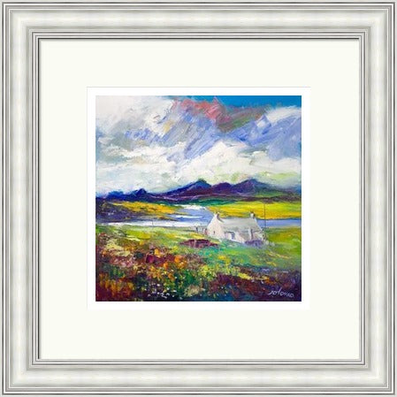 Crofthouse and Peat Stack, Isle of Lewis by John Lowrie Morrison (JOLOMO) Framed Art