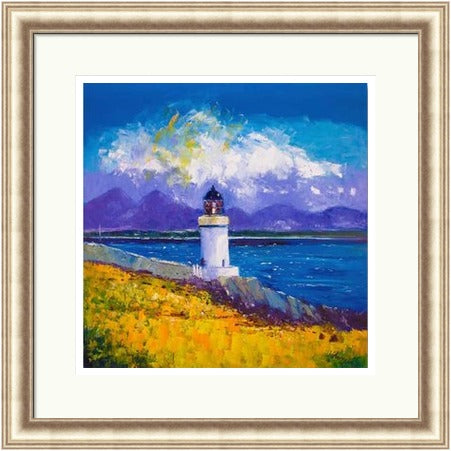 A Summer Squall, Rubh-an-Duin Lighthouse, Isle of Islay by John Lowrie Morrison (JOLOMO) Framed Art