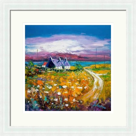 Autumn Misty Light , Isle of Gigha by John Lowrie Morrison (JOLOMO) Framed Art