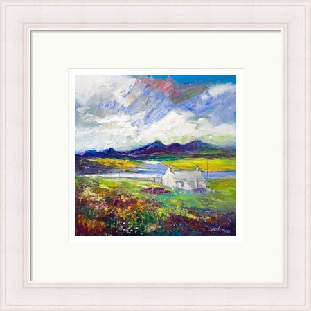 Crofthouse and Peat Stack, Isle of Lewis by John Lowrie Morrison (JOLOMO) Framed Art