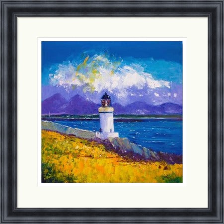 A Summer Squall, Rubh-an-Duin Lighthouse, Isle of Islay by John Lowrie Morrison (JOLOMO) Framed Art