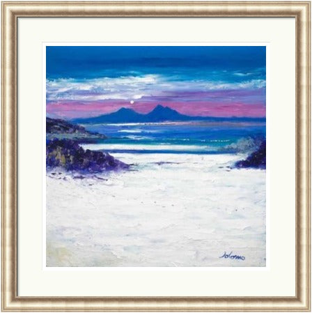 Footprints in the Sand, Portuairk Looking to Rum by John Lowrie Morrison (JOLOMO) Framed Art