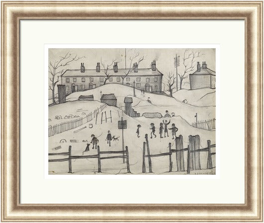 Houses In Broughton, 1937 by LS Lowry shown as a framed wall art print