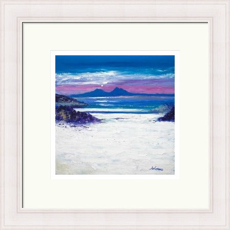 Footprints in the Sand, Portuairk Looking to Rum by John Lowrie Morrison (JOLOMO) Framed Art