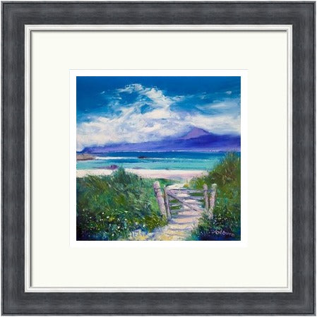 Summer Morninglight Beach Path, Iona by John Lowrie Morrison (JOLOMO) Framed Art