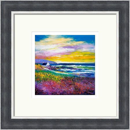 Heather & Wild Flowers, Westport, Kintyre by John Lowrie Morrison (Jolomo) Framed Art