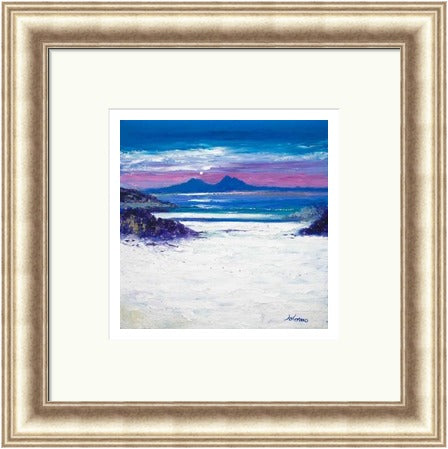 Footprints in the Sand, Portuairk Looking to Rum by John Lowrie Morrison (JOLOMO) Framed Art