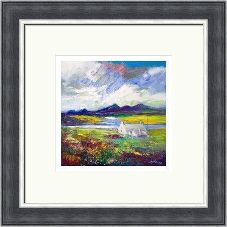 Crofthouse and Peat Stack, Isle of Lewis by John Lowrie Morrison (JOLOMO) Framed Art