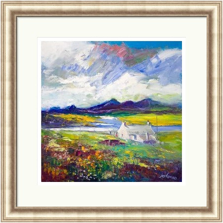 Crofthouse and Peat Stack, Isle of Lewis by John Lowrie Morrison (JOLOMO) Framed Art