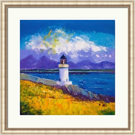 A Summer Squall, Rubh-an-Duin Lighthouse, Isle of Islay by John Lowrie Morrison (JOLOMO) Framed Art