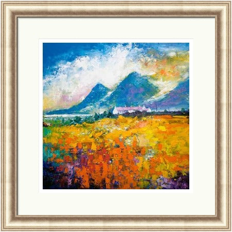 Heatherhouses, Islay looking to the Paps of Jura by John Lowrie Morrison (JOLOMO) Framed Art