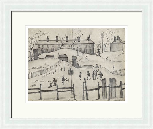 Houses In Broughton, 1937 by LS Lowry shown as a framed wall art print